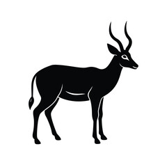 Antelope Silhouette Vector Art | Minimalist Black Antelope Illustration Design