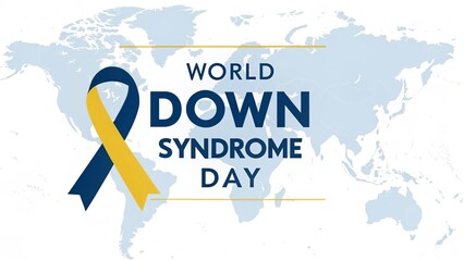 Blue and yellow ribbon symbolizing Down Syndrome awareness and global unity.
