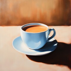 Obraz premium cup of coffee day on wooden table