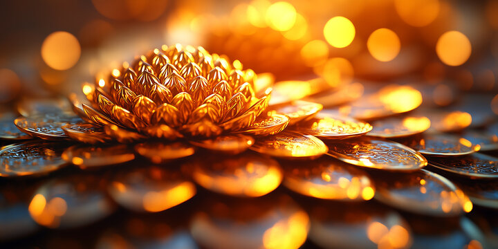 Golden Lotus of Prosperity – Luxurious Coins and Radiant Light