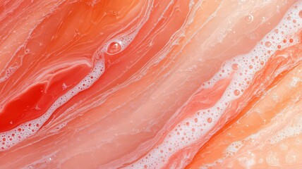 Fototapeta premium Abstract Coral and Peach Swirl with Foam Texture Background