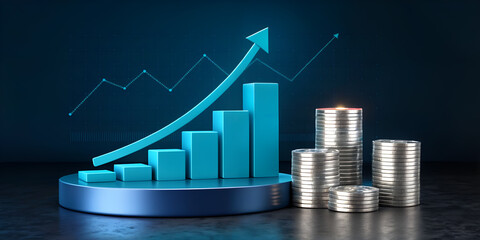 blue business graph showing growth