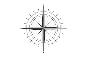 Compass Black and white vector image.