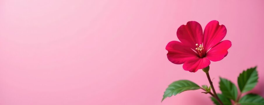 Single rose geranium flower against a plain background, herbaceous, botanical