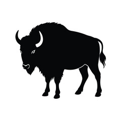 Bison Silhouette Vector | Minimalist Bison Black Design Illustration