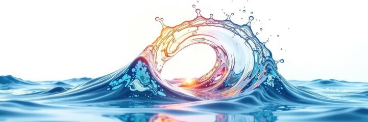 Fototapeta premium Swirling water column isolated on white background, abstract,, water vortex