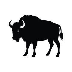 Bison Silhouette Vector | Minimalist Bison Black Design Illustration
