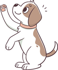 Fototapeta premium puppy waves with a paw high five