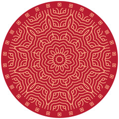 Vector Japanese pattern in oriental geometric traditional style. Festive ornament for lunar chinese new year decoration. Red and golden asian creative motif. Abstract Waves and Circles.