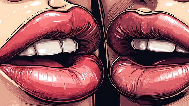 Lips closeup, red lipstick, glamour, beauty concept