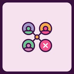 Remove Member Icon, Group Management, Team Collaboration, User Interface, Colorful Network, Delete Profile, Cancel Membership, Network Icon, Social Media, Member Exclusion