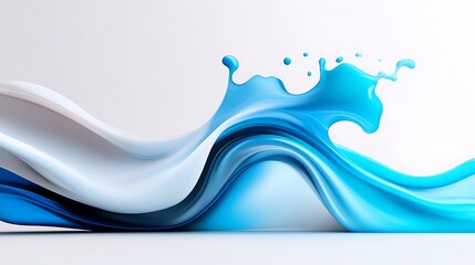 Abstract Blue and White Flowing Waves Design