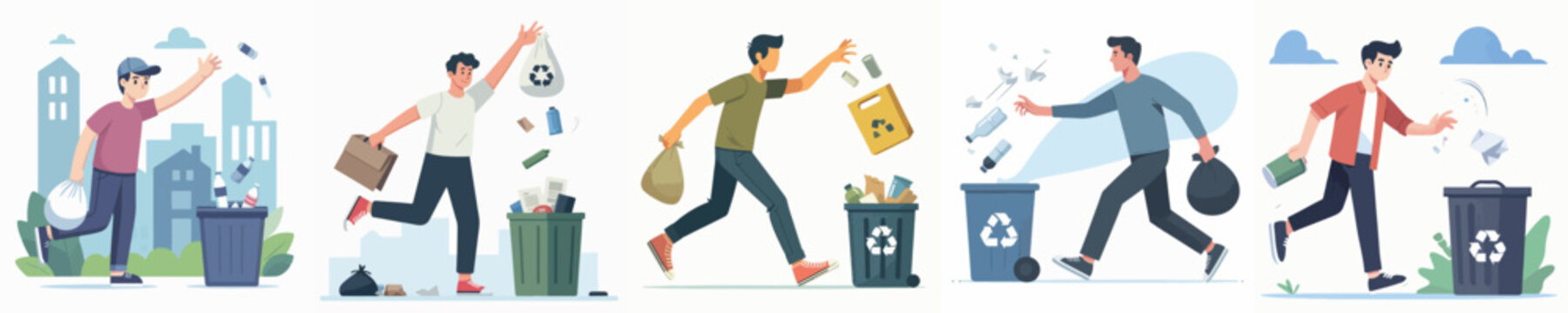 Vector of a person throwing away trash.