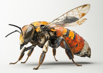 An Impressive Macro View of a Realistic Bee with Detailed Textures and Vibrant Colors Highlighting Nature's Intricacies and Beauty