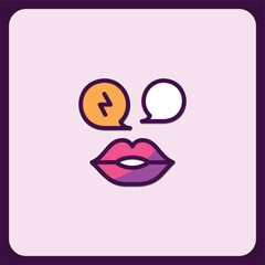 Stylish Icon Design, Speech Bubbles, Energy, and Lips