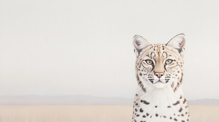 Obraz premium watercolor illustration of majestic wild cat with subtle flowing strokes and lifelike details positioned with its piercing