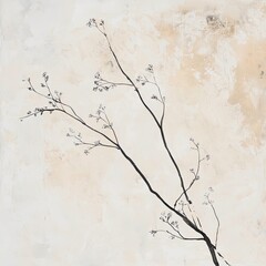 Abstract muted colors florals painting poster decoration