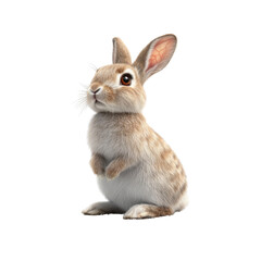 Obraz premium This adorable rabbit features soft fur and curious eyes while standing upright with a playful expression against a transparent backdrop