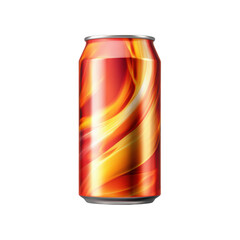 Fototapeta premium A stylish beverage can featuring a dynamic swirl of warm colors, showcasing an eye-catching design suitable for a refreshing drink