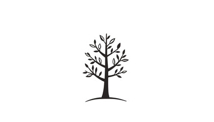 Obraz premium Minimalist black tree silhouette on white background