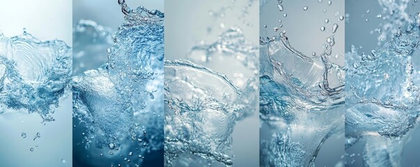 water splash art in multiple panels.