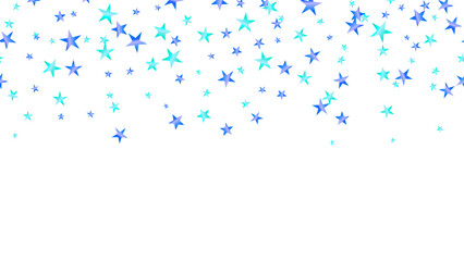 Little blue glittering star shaped confetti isolated falling vector illustration banner seamless horizontal
