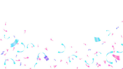 Pastel confetti paper ribbons elements isolated for birthday party decoration, frame card