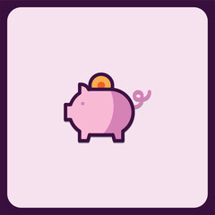 Cute Piggy Bank Icon for Financial Savings and Investment