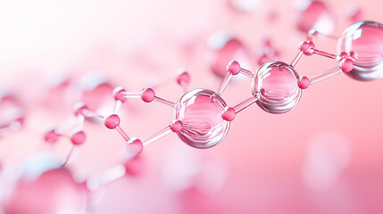 Molecular structure in pink abstract background for scientific design
