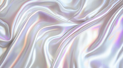 Fototapeta premium Iridescent floral holographic patterns softly diffusing over a pearl-white silk backdrop