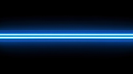Two bright blue horizontal lines on a black background.  Possible use Abstract digital art, technology background