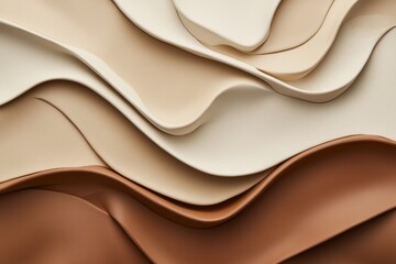 Obraz premium Minimalist curved clay textures in warm earthy tones, evoking artisanal handcrafted beauty