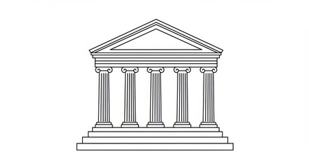 Obraz premium Basic Vector Illustration of a Bank Building with Classical Pillars