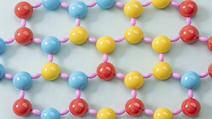 Obraz premium A colorful molecular model showcases interconnected atoms in a geometric pattern