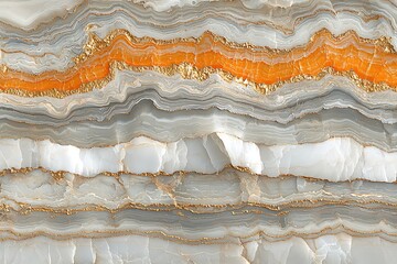 Marbled Layers Gray, Gold & Orange Abstract