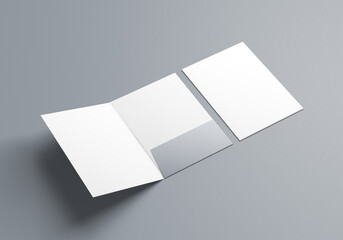 Blank Folded Card Mockup on Gray Background