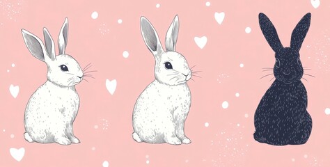 Three rabbits illustration.