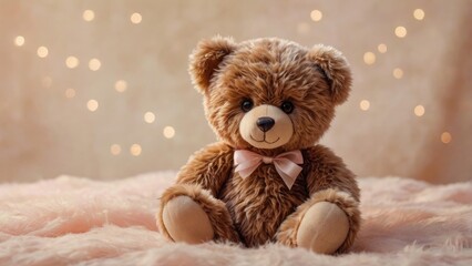 A bright and unique teddy bear, soft and cozy, with cheerful colors and playful design, perfect for a gift or children's room decor