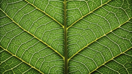 Obraz premium Intricate patterns of a vibrant green leaf with veins radiating outward