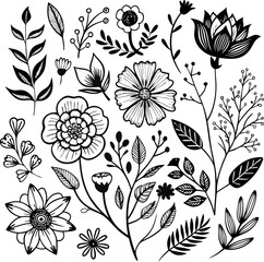doodle-flowers-and-branches-collection-hand-drawn