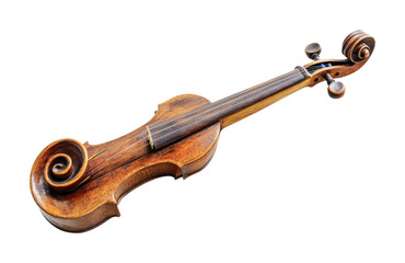 Obraz premium Beautifully crafted wooden violin showcases intricate design and elegant curves for music lovers and artisans, cut out