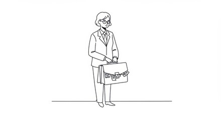 Minimalist Line Drawing of a Businessperson with a Briefcase