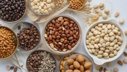 A Delightful Array Of Roasted Nuts And Seeds, A Tempting Spread Of Natures Bounty, Showcasing Warm Earthy Tones And Textures In Soft Natural Light