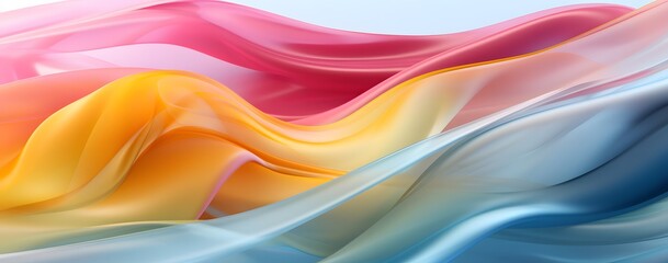 Fototapeta premium Abstract colorful background with waves. Abstract wave of blue, red and yellow cloth flying.