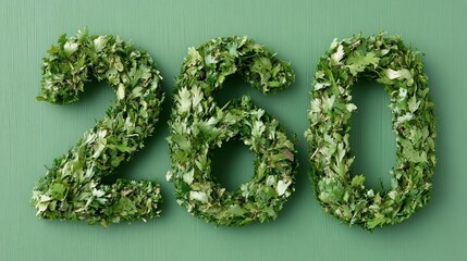 Green leaf numbers 260 eco friendly concept