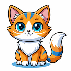Cute cartoon cat with big eyes, perfect for kids' products