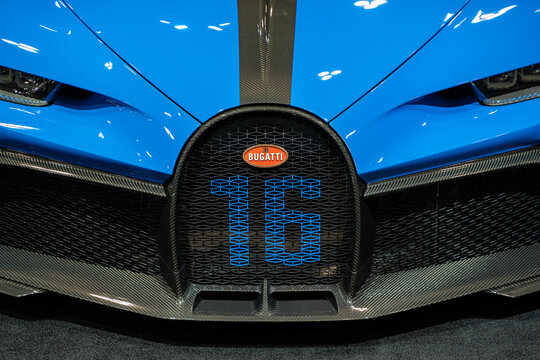 2021 Bugatti Chiron Pur Sport automobile at the 2025 Canadian International AutoShow. Toronto, Canada - February 14, 2025.