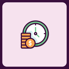 Time is Money Icon, Financial Management and Investment Concept