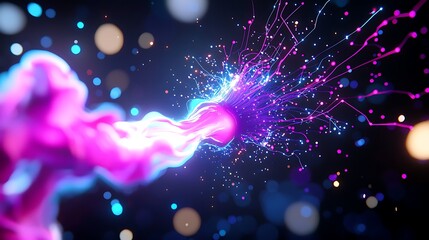 Fototapeta premium Abstract Network of Glowing Pink and Blue Nodes and Connections