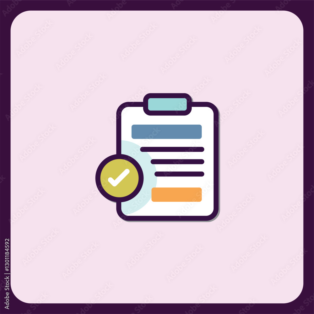 Poster approved checklist icon, document verification and validation